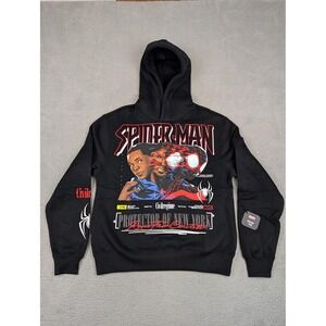 Civil Regime Marvel Spider Man Hoodie Mens Medium Black Twisted Miles Chaos New
